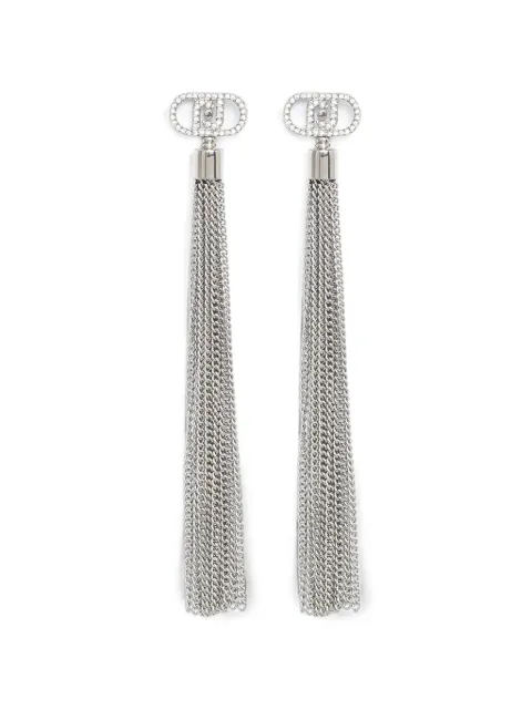 LIU JO crystal-embellished chain-fringe earrings Silver LJ2650