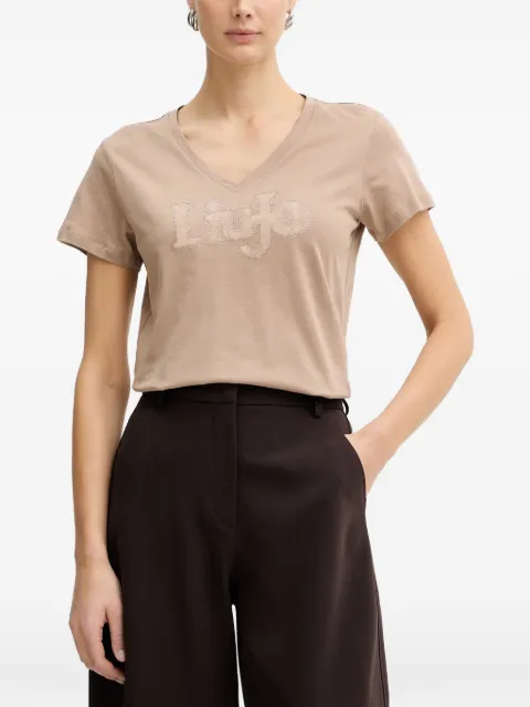 LIU JO V-neck logo-print T-shirt Neutrals TA6057JS923