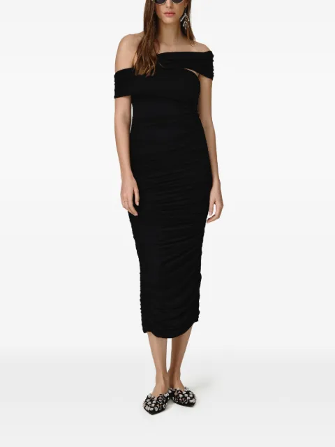 PNK off-shoulder gathered midi dress Black RCRETN2