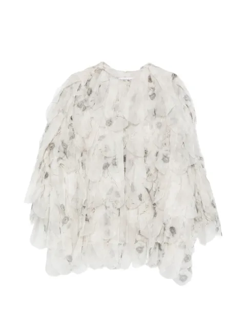 Max Mara Chiffon floral ruffled jacket White 2611121313600