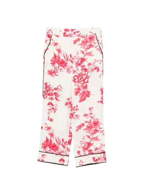 LIU JO floral print trim trousers White CA6254TS061