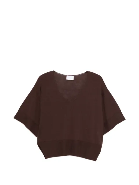 Solocascmir V-neck short-sleeved T-shirt Brown CS214