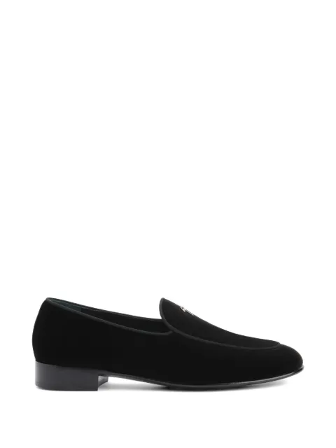 Giuseppe Zanotti Berth metal logo velvet loafers Black EU60029H03
