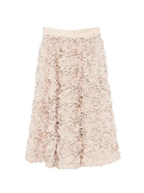 White Sand Jodie floral-detail midi skirt Neutrals 26SD90371