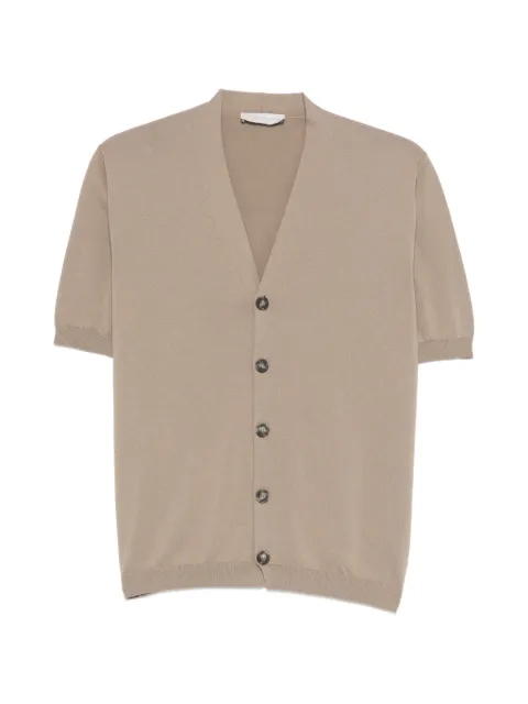 LUIGI GENTILE button short-sleeve cardigan Neutrals LG1333