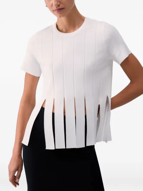 LIU JO fringing round-neck sweater White CA6110MS55N