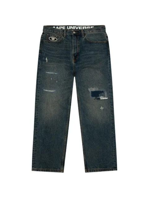 AAPE BY *A BATHING APE® distressed trousers Blue APTD643XXQ