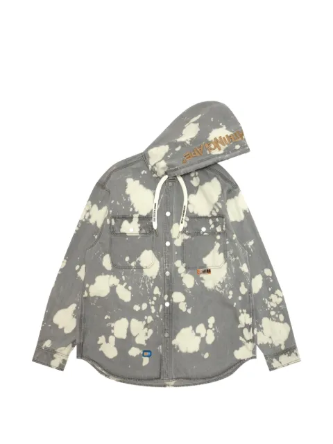 AAPE BY *A BATHING APE® hooded splatter-patterned shirt jacket Grey AST8571XAQ