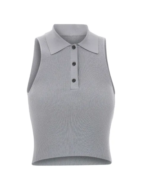 A. ROEGE HOVE Trine ribbed button polo top Grey 22401057