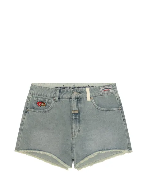 AAPE BY *A BATHING APE® frayed logo-patch shorts Blue ASPD622XXQ