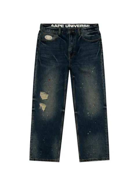 AAPE BY *A BATHING APE® distressed trousers Blue APTD642XXQ