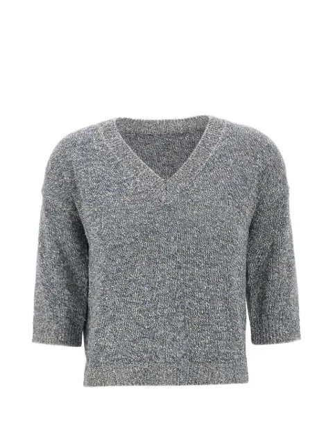 Kangra micro-sequin V-neck sweater Grey 373002845