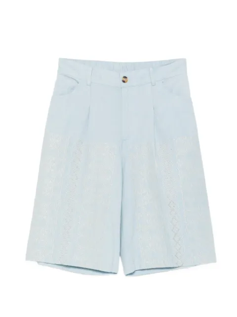 Semicouture Zelda embroidered cotton shorts Blue S6SY56