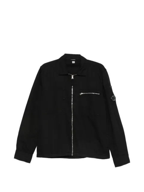 C.P. Company cotton/linen Lens zip overshirt Black 20CMOS226A110626G999
