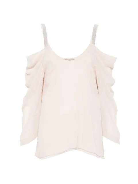 D.Exterior cold-shoulder blouse Neutrals 62675