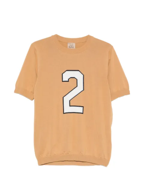 RAKKI number-patch knitted T-shirt Neutrals TCROWNNMDOUBLE