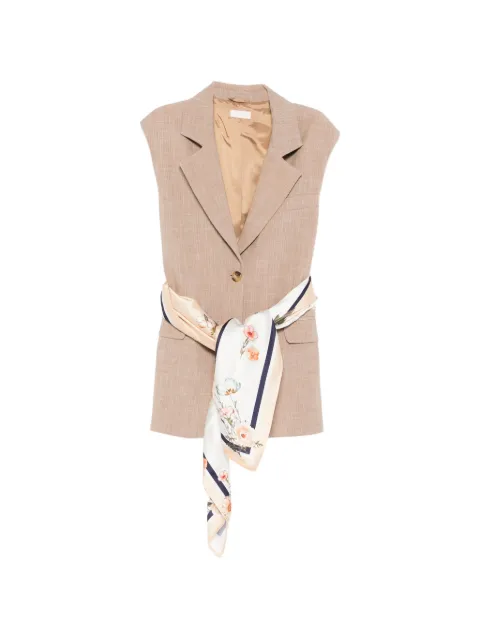 LIU JO scarf-detail waistcoat Brown WA6165T332A