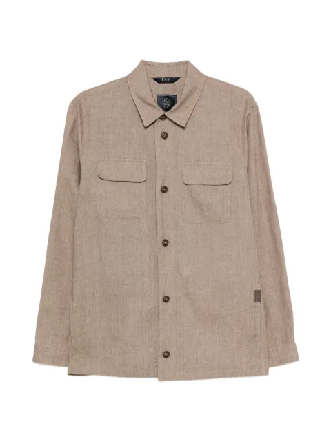 Fay linen chest-pocket shirt Neutrals NGM74520610