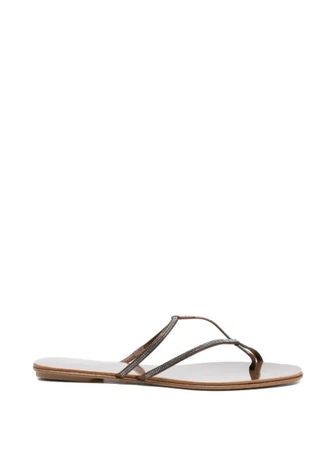 Pedro Garcia Estee T-strap flat sandals Brown ESTEE01