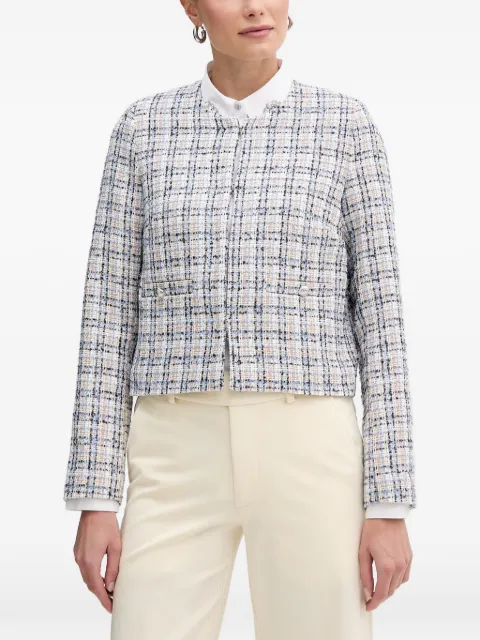 Morgan Vtill check-pattern collarless jacket Blue VTILLF