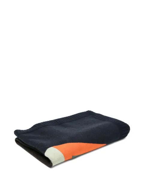 LOEWE colour-block ribbed-trim blanket Blue TSF3HM1K01