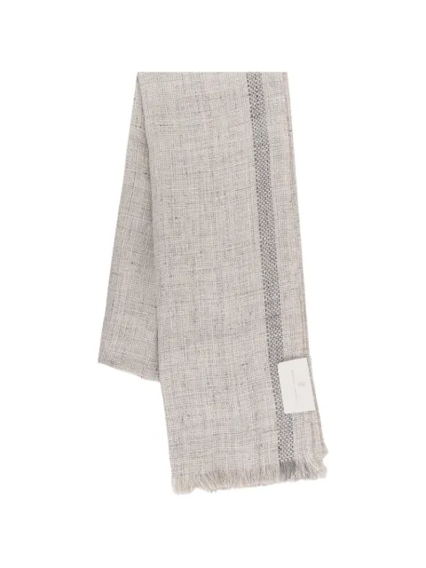 Brunello Cucinelli embroidered fringed scarf Neutrals MSC695AGCR762