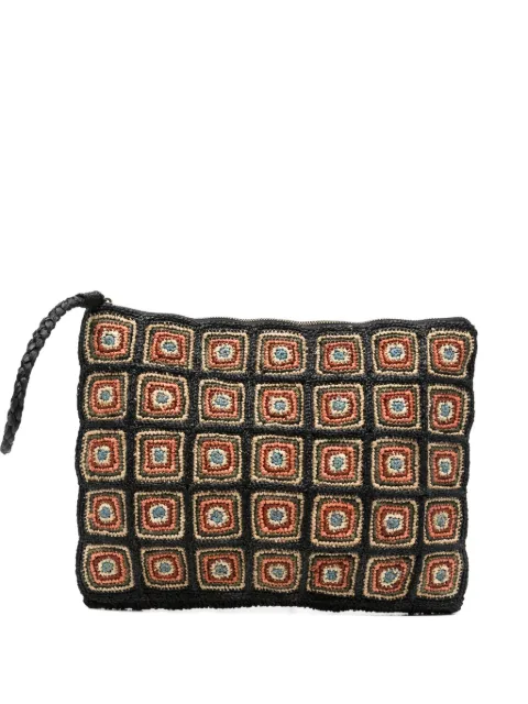 IBELIV patterned woven clutch bag Black TRACE