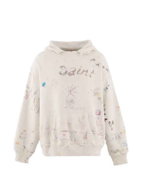 SAINT MXXXXXX Coco Double Face graphic-print hoodie Neutrals SMMK80000C17