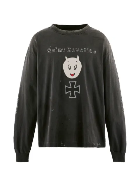 SAINT MXXXXXX graphic-print long-sleeves T-shirt Grey SMMK80000027