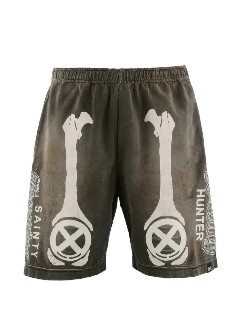 SAINT MXXXXXX bone-print shorts Grey SMMK80000C33
