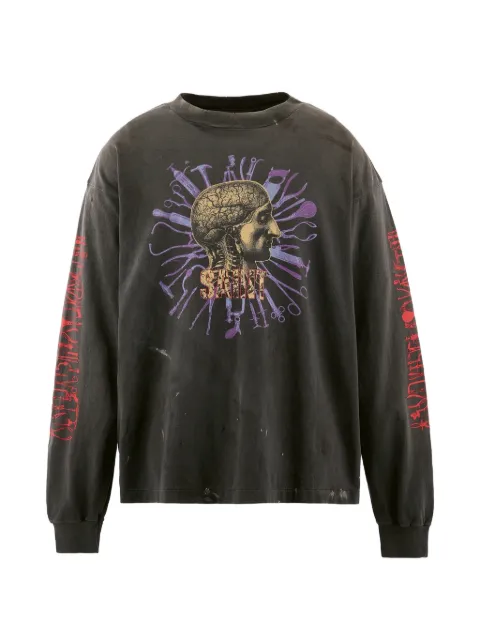 SAINT MXXXXXX long-sleeve printed T-shirt Grey SMMK80000026