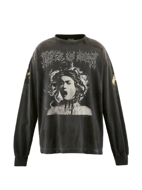 SAINT MXXXXXX graphic-print long-sleeve T-shirt Grey SMMK80000028