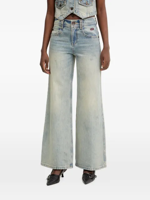 Miss Sixty stud-embellished embroidered wide-leg jeans Blue 6M1JJ46100