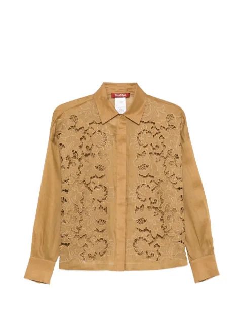 Max Mara Cali floral-embroidery shirt Brown 2616111012600