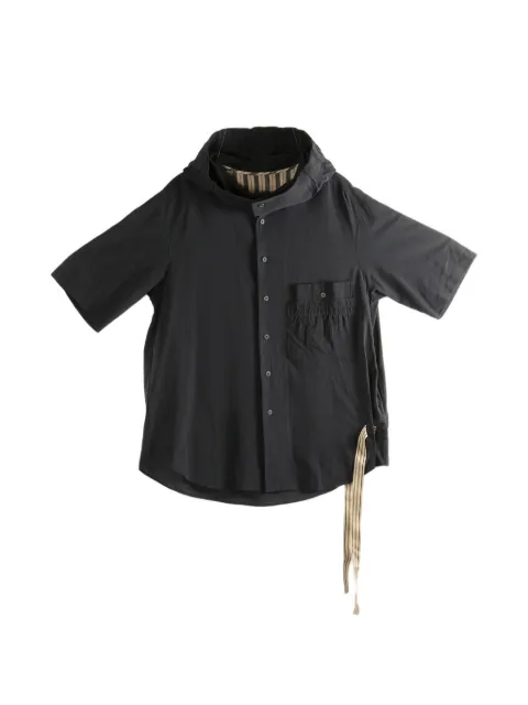 Ziggy Chen hooded short-sleeved shirt Black 0M2610752