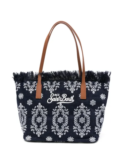 MC2 Saint Barth embroidered-logo fringed shoulder bag Blue CBMF00101773L