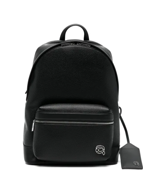 Karl Lagerfeld logo-plaque zipped backpack Black A3M30168999