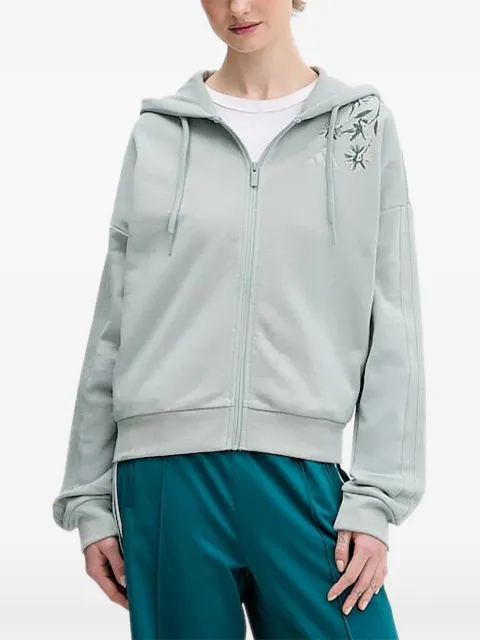 adidas floral-embroidered zip-up hoodie Green KF0015