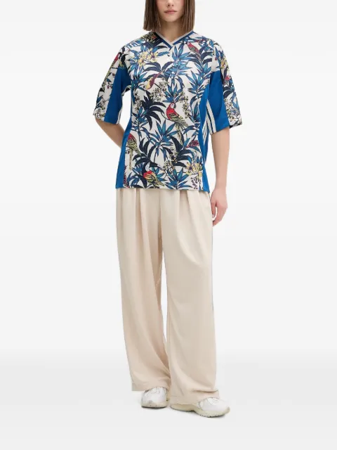 adidas x Farm Rio floral-print V-neck T-shirt Blue KD4629