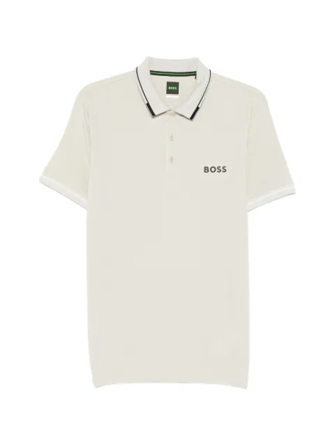 BOSS logo trim polo shirt Neutrals 50506203