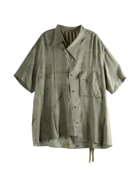Ziggy Chen assymetric silk shirt Green 0M2610750