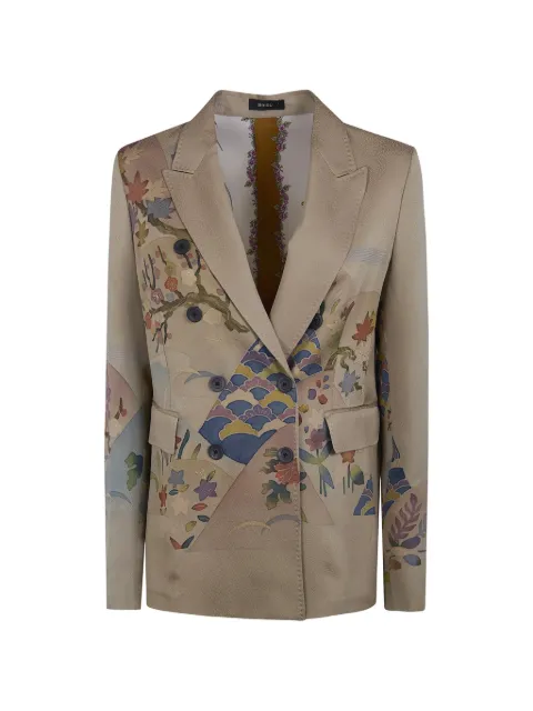IBRIGU floral-print double-breasted blazer Neutrals 15IBJKI50702