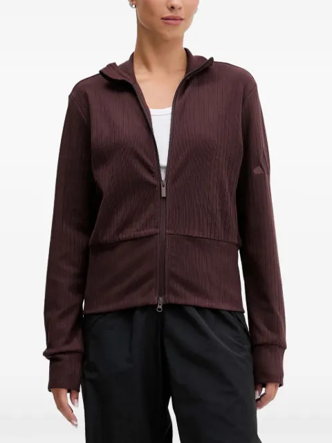 adidas All S.Z.N. ribbed-knit zip-up cardigan Brown JM5947