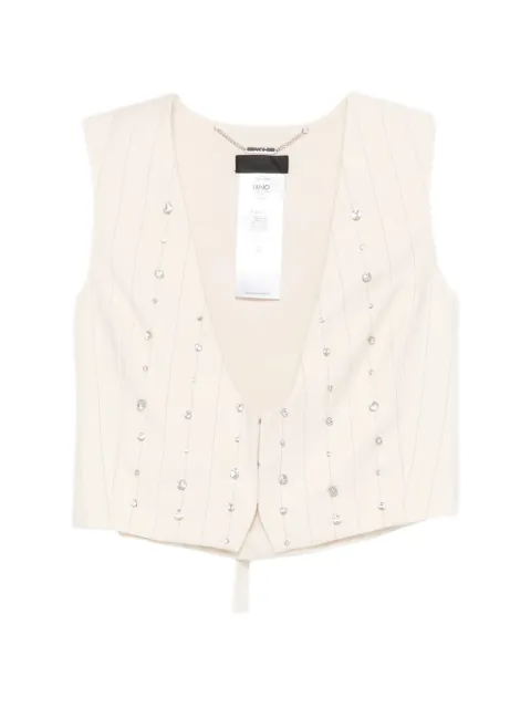 LIU JO rhinestone striped waistcoat Neutrals CA6114T557AP9579