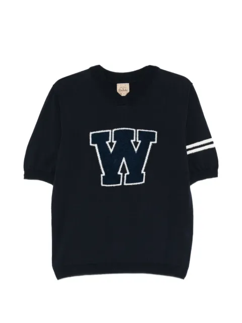 RAKKI letter-appliqué short-sleeve top Blue CORNELL