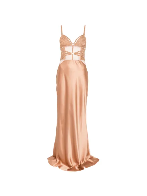 Elisabetta Franchi corset-style strappy maxi dress Neutrals ABR5362E2
