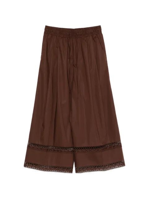 TWINSET wide poplin trousers with embroidery Brown 261TT2252