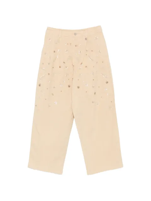 LIU JO floral-embellished trousers Neutrals WA6478T433A