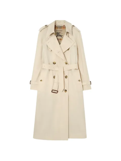 Burberry long tropical gabardine Waterloo trench coat Neutrals 8126380