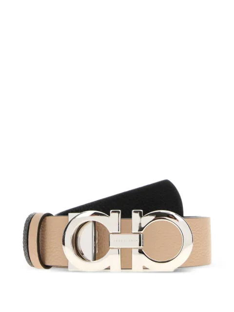 Ferragamo Gancini grained-leather belt Neutrals 615282